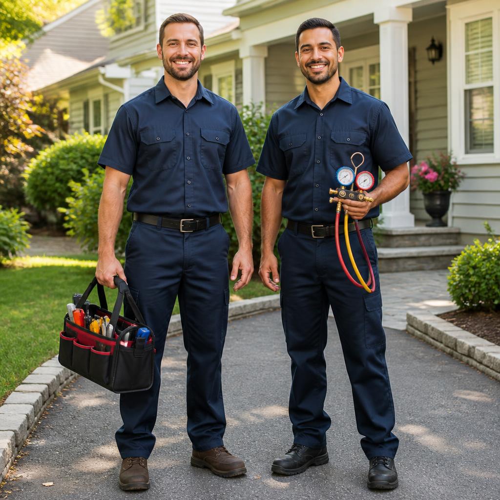 S&M Mechanical technicians on a South Jersey driveway